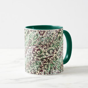 Taza Spot, leopardo, tropical, palmas, hojas, marrón,