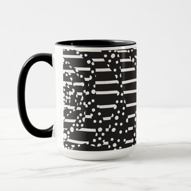 Taza Spots y Stripes 2 en blanco sobre negro (Izquierda)
