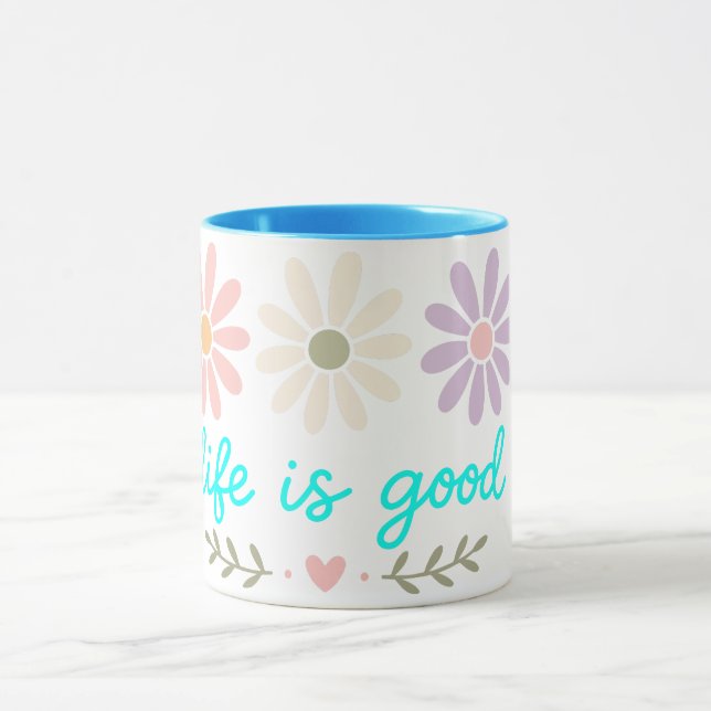 Taza Spring Daisy, Taza de café de flor pastel boh (Centro)