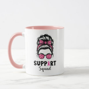 Taza Squad Messy Bun Guerrero Rosa Cáncer de Mama