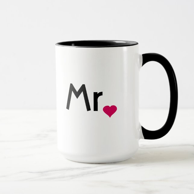 Taza Sr. Mug con corazón de amor rojo (Derecha)