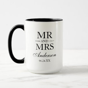 Taza Sr. y señora Large Mug BW de la boda