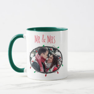 Taza Sr. y Sra. Navidades Luces Café Rojo y Verde