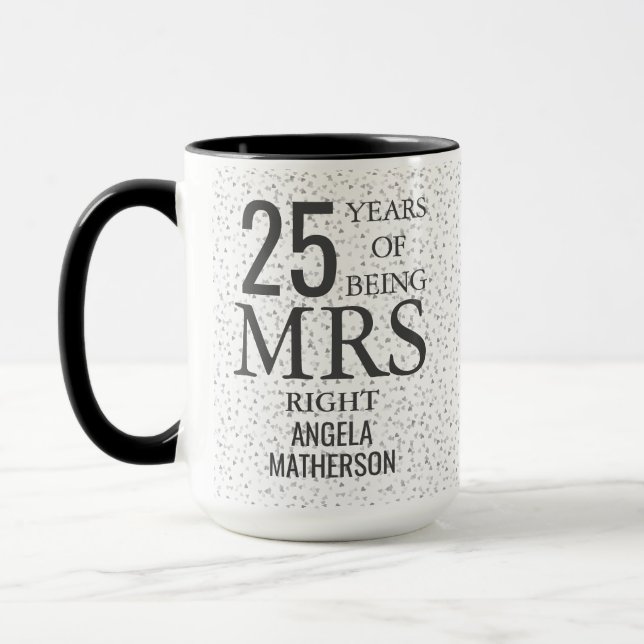 Taza Sra. Diversión 25 Aniversario Corazones de Plata (Izquierda)