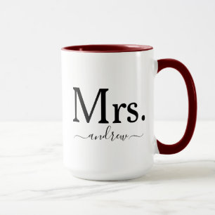 Taza Sra. Modern Script Monogram Boda Mug