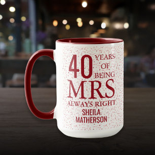 Taza Sra. Right Fun 40 Aniversario Ruby Hearts