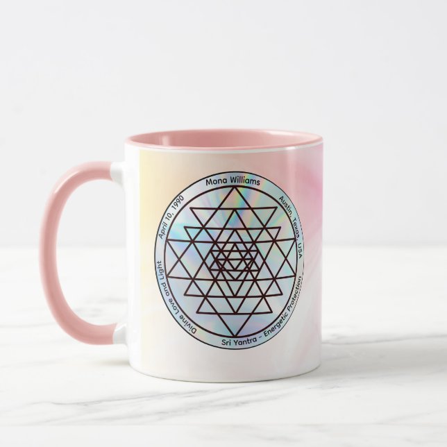 Taza Sri Yantra – Customizable Protection Talisman (Izquierda)