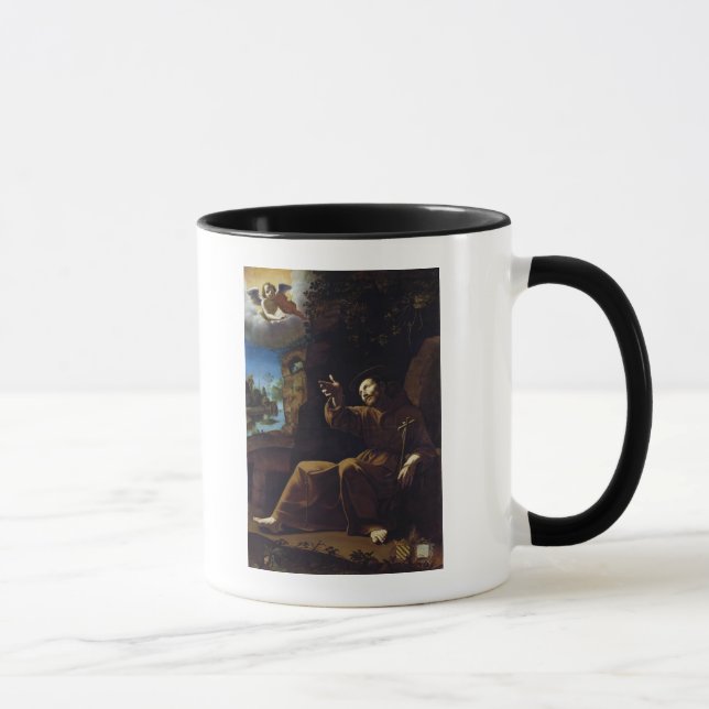 Taza St Francis de Assisi consoló por un ángel (Derecha)