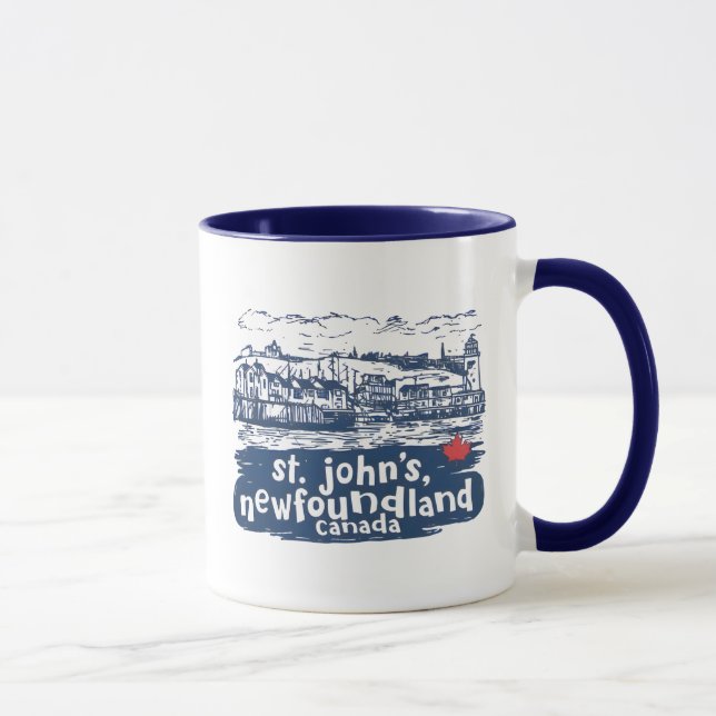 Taza St John's Terranova Canadá  Skyline Minimalista (Derecha)