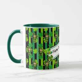 Taza St. Patrick's Day Leprechaun Shamrock Add Name Mug