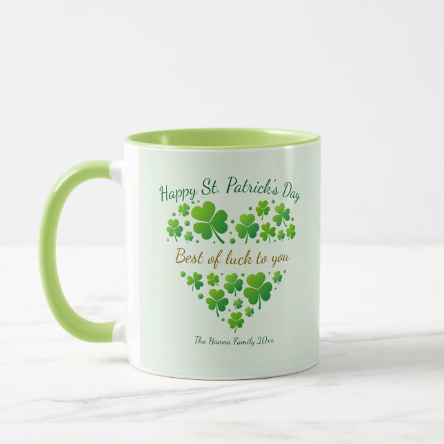 Taza St. Patrick's Day Shamrock Keepsake I Best of Luck (Izquierda)
