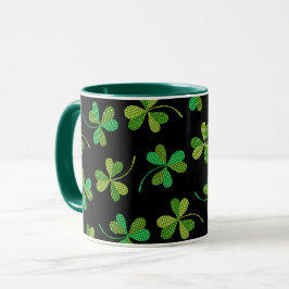 Taza St Patrones Día Cuto Shamrock Patrón Verde Negro