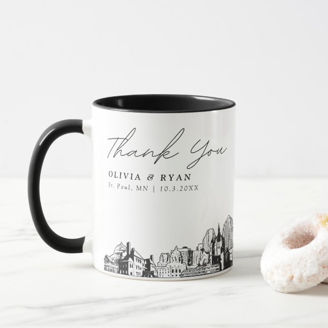 Taza St. Paul Sketch Simple Wedding Coffee Mug (Con donut)