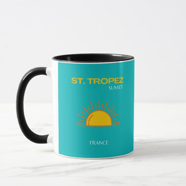 Taza St Tropez, Sunset, Arte de Viajes, Turquesa (Izquierda)