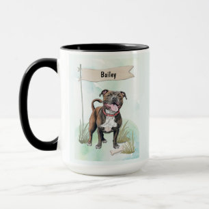 Taza Staffordshire Bull Terrier Acuarela Personalizada