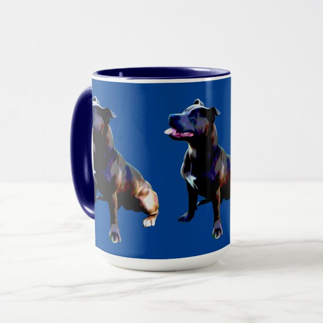 Taza Staffordshire Bull Terrier Pintado, Café Mug (Anverso izquierdo)