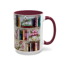 Taza Stained Glass Bookshelf Mug | Book Lover Gift