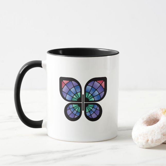 Taza Stained Glass Butterfly (Con donut)