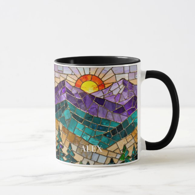 Taza Stained Glass Mountain Sunrise Mug  (Derecha)
