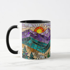 Taza Stained Glass Mountain Sunrise Mug