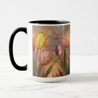 Taza Stained Glass Tulip Mug: Floral Art