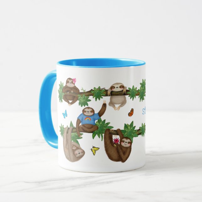 Taza Stanley Sloth blue fango personalizado (Anverso izquierdo)