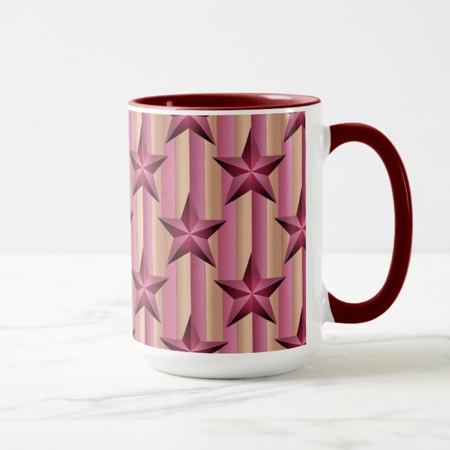 Taza Starry Maroon Pink Beige White Combo Mug (Derecha)
