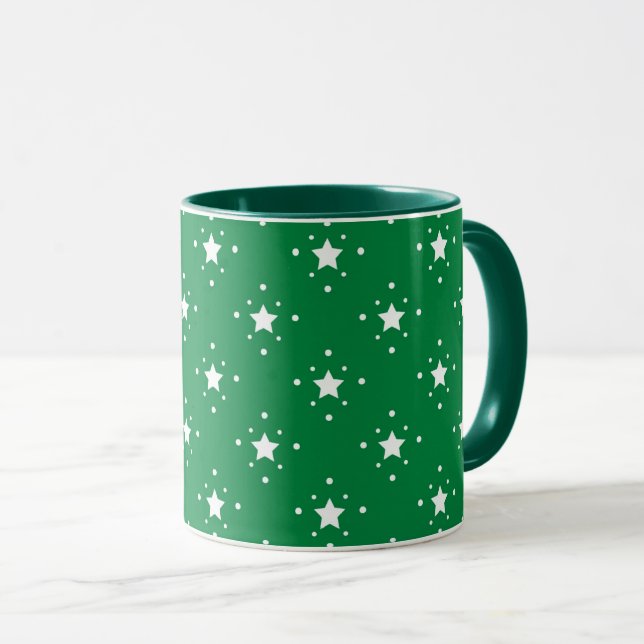 Taza Stars Green Christmas Background (Anverso derecho)