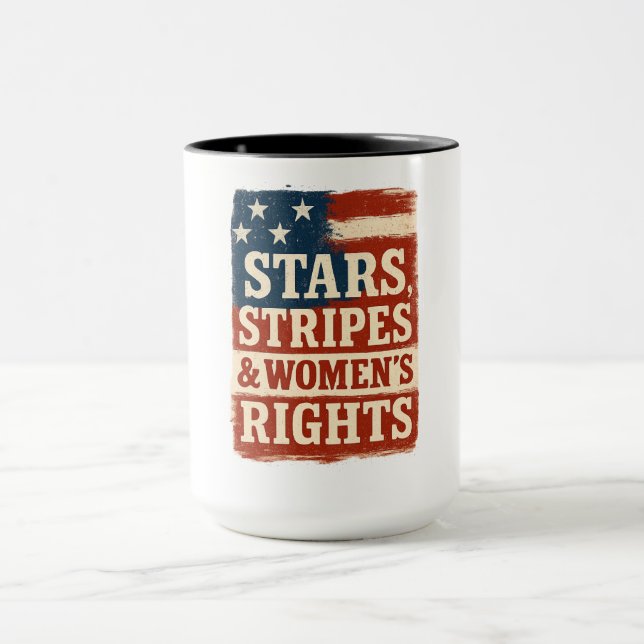 Taza Stars, Stripes & Women’s Rights Distressed Flag (Centro)