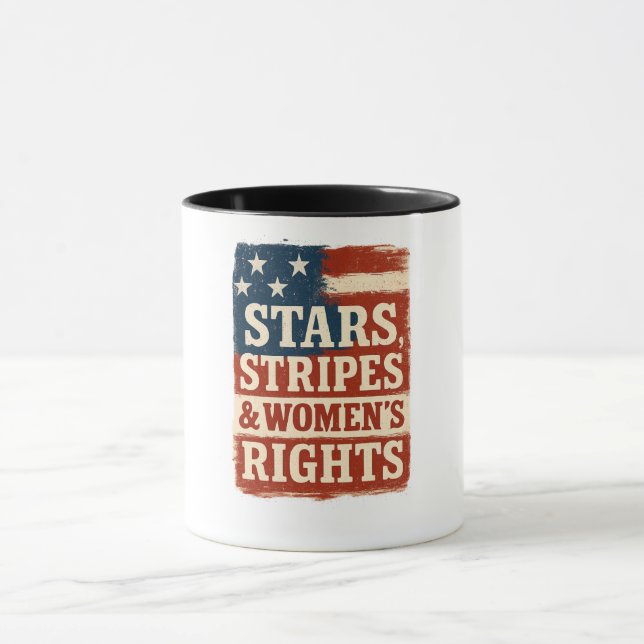 Taza Stars, Stripes & Women’s Rights Distressed Flag (Centro)