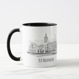 Taza Stavanger Noruega Hermoso dibujo de paisaje urbano