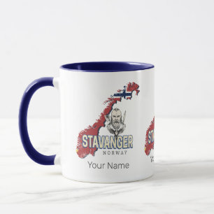 Taza Stavanger Noruega Mapa de la ciudad retro vacacion