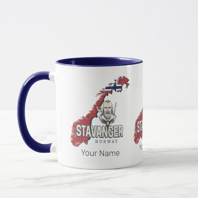 Taza Stavanger Noruega Mapa de la ciudad retro vacacion (Izquierda)