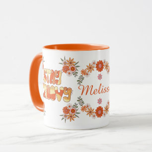 Taza Stay Groovy Retro Boho florido margarita diseño fl