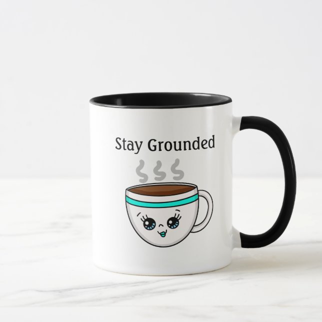 Taza Stay Grounded, el café Personalizado de Kawaii (Derecha)