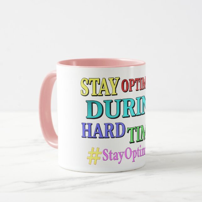 Taza "STAY OPTIMISTIC" Cute Design. Buy Now (Anverso izquierdo)