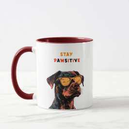 Taza Stay Pawsitive Mug – Cool Dog with Sunglasses Illu