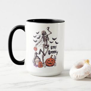 Taza Stay Spookone Halloween Skeleton Spider Bat Pumpki