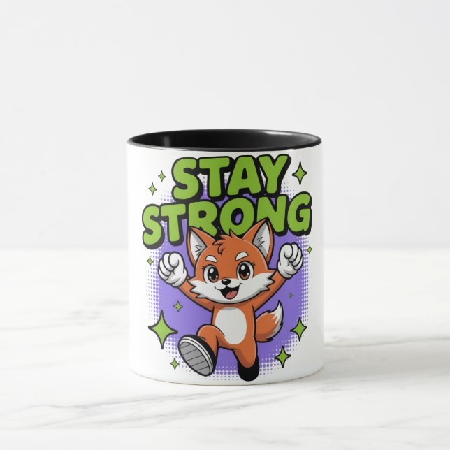 Taza Stay Strong Positive Cartoon Design (Centro)