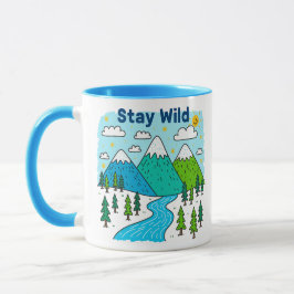 Taza Stay Wild Mountain River Kids Art Design