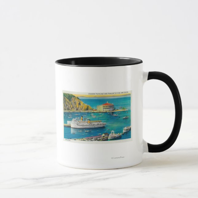 Taza Steamers Catalina y Avalon en Pier y Casino (Derecha)