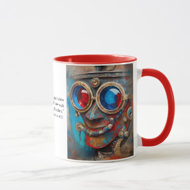 Taza Steampunk El retrato del hombre de estaño con cita (Derecha)