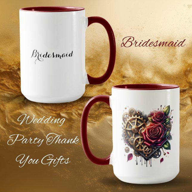 Taza Steampunk Heart y Rosas | Bridesmaid (Subido por el creador)