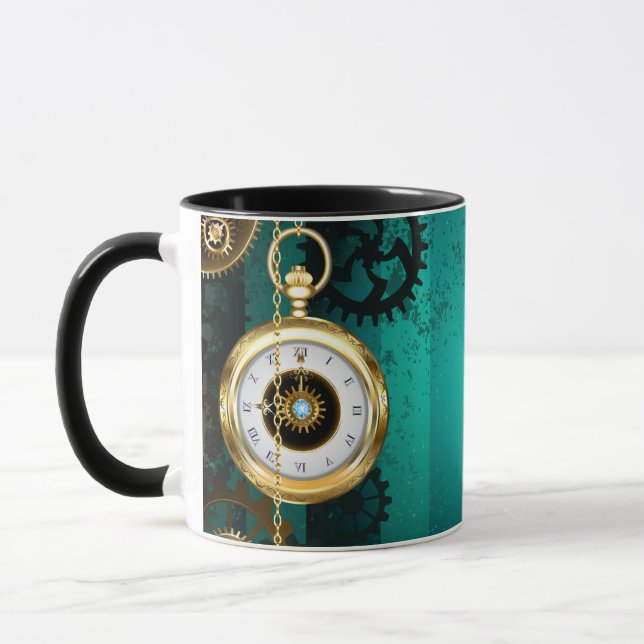 Taza Steampunk Jewelry Watch sobre un fondo verde (Izquierda)