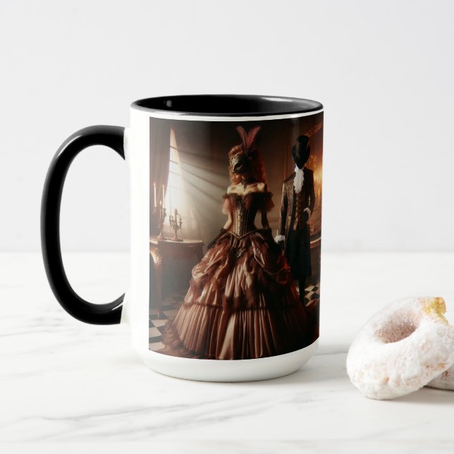 Taza Steampunk Victorian Fantasy Art Masquerade  (Con donut)