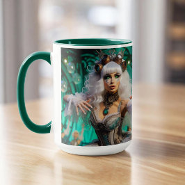 Taza Steampunk Victorian Futurista Bailarina Verde