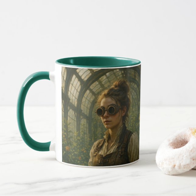 Taza Steampunk Victorian Gardener Art (Con donut)