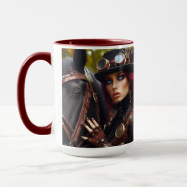 Taza Steampunk Victorian Lady Dark Rider