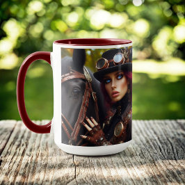 Taza Steampunk Victorian Lady Dark Rider