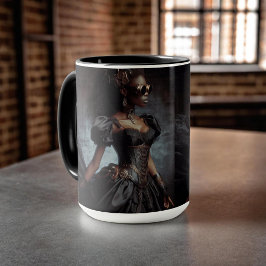 Taza Steampunk Vintage Victoria Lady Black Raven